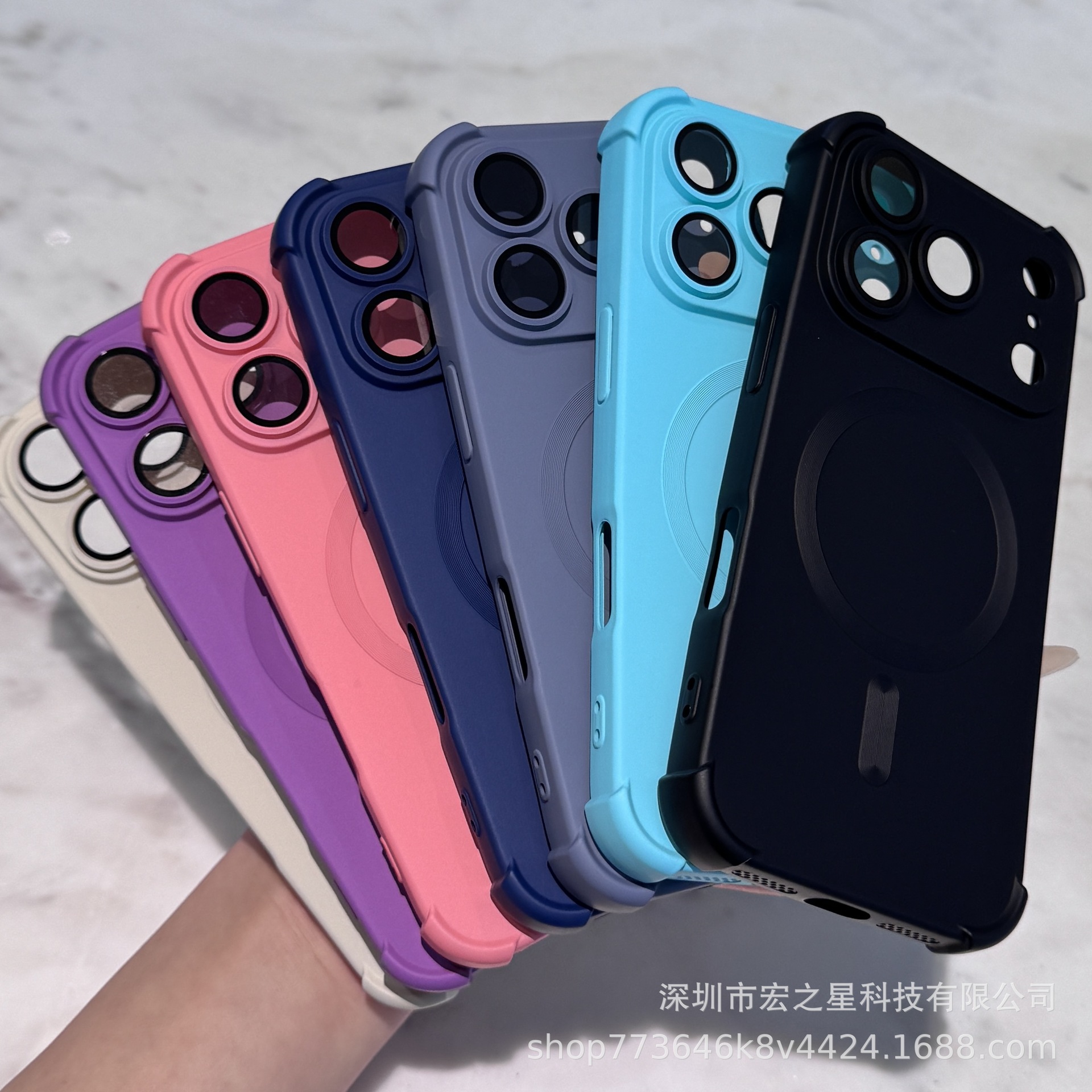 适用于iPhone17肤感手机壳苹果16promax四角防摔磁吸带玻璃镜头膜