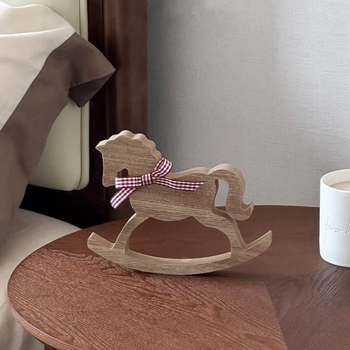 Rocking Horse High-end French Decorative Ornament Desktop Decoration Restaurant Decor Wooden Toy Photography Props