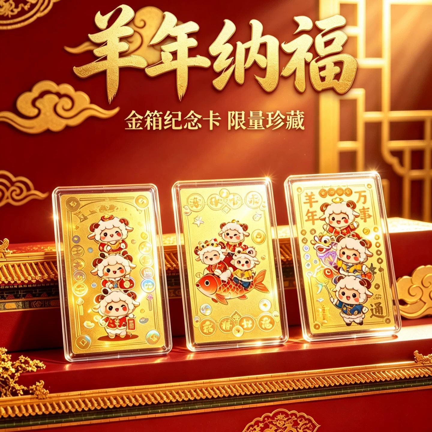 金箔999羊年爆款丁未2027羊年年黄金贴纸金片财库招财企业送礼