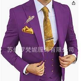 欧美外贸亚马逊男士西装三件套主持人宴会西服男士套装新郎西装礼