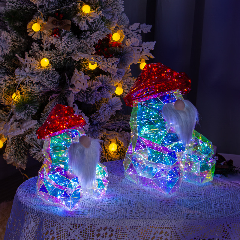 Cross-Border Colorful Led Light-Up Figurine Sitting Santa Claus Creative Figurine Christmas Decoration Party Supplies
