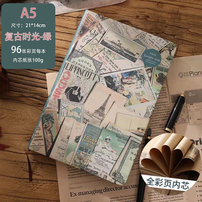 复古麻布手账本空白牛皮纸做旧毛边手帐本diy手工笔记本加厚本子|undefined