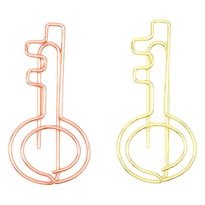Заколка для бумаг в форме ключа, металлическая закладка из железа, скрепка для сортировки документов и контрольных работ, золотая офисная скрепка для файлов.