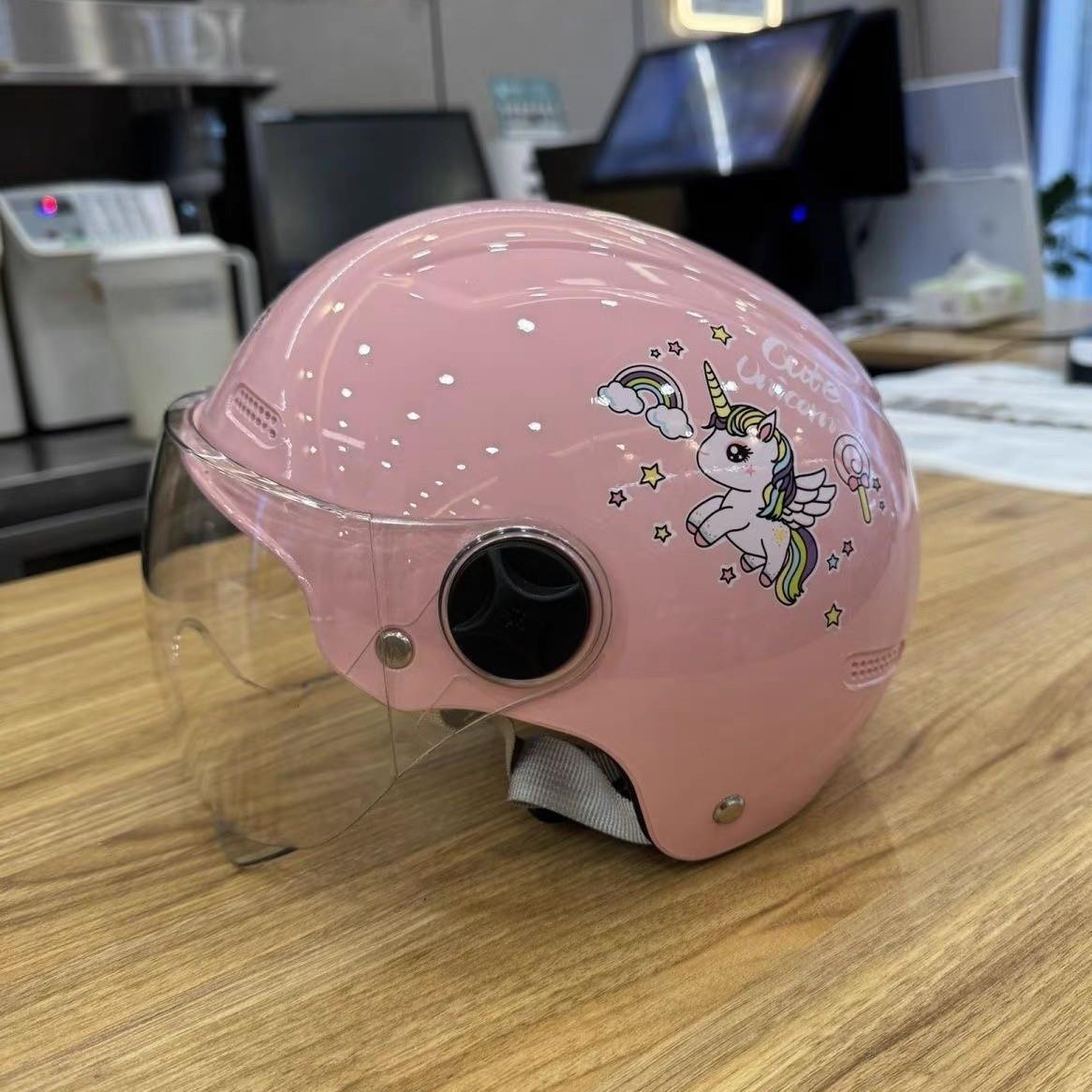 Certified electric vehicle helmet for children, sun-protective battery motorcycle half helmet, cute cap, suitable for all seasons, children's safety helmet