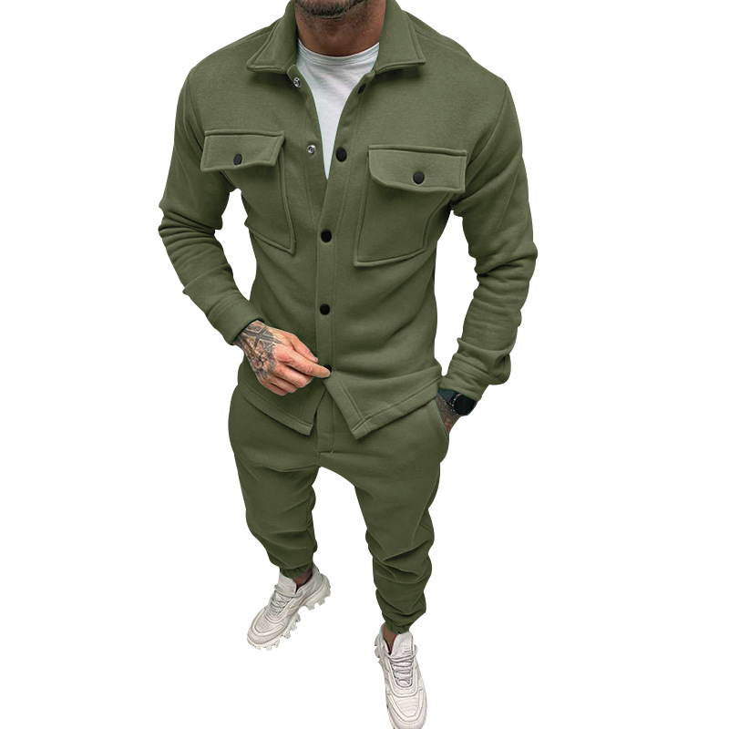 Herrenbekleidung 11 Farben Modeanzug 2 Stück Herrentrend Frühling und Herbst Qualität Baumwolle dicke Freizeitjacke Hosen Größe_voghion.com
