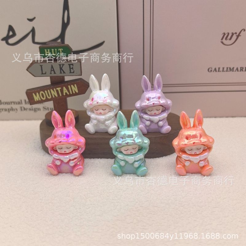 新款云梦电镀小兔 diy树脂盲袋配件饰品对对碰车载桌面小摆件玩具|undefined