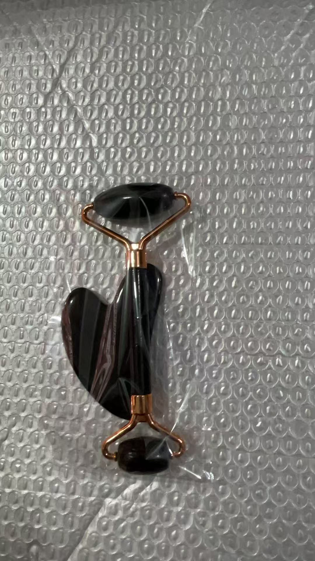 Masaje de rodillos de cristal de polvo conjunto de masaje no jade doble cabeza varilla de masaje facial placa de belleza facial doble cabeza varilla manual