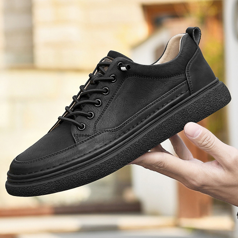 Modische Leder Sneaker Für Herren Atmungsaktive Freizeitschuhe_voghion.com
