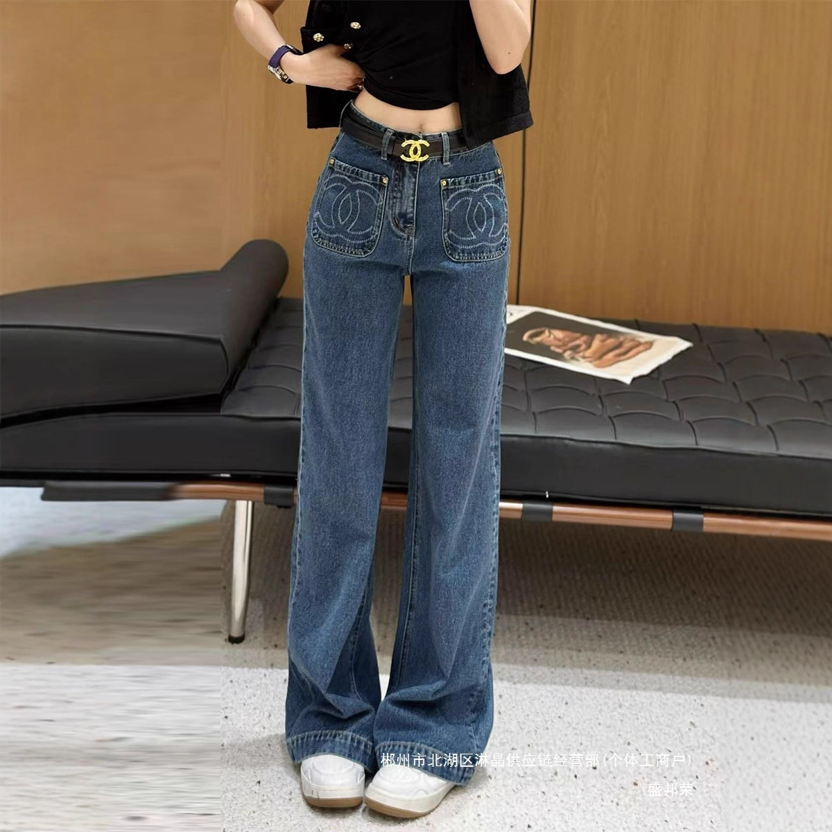 Factory Direct Sale Dark High-Waisted Straight-Leg Jeans for Women, Autumn New Style, Nanyou Wide-Leg Pants, Pear-Shaped Figure, Loose Fit