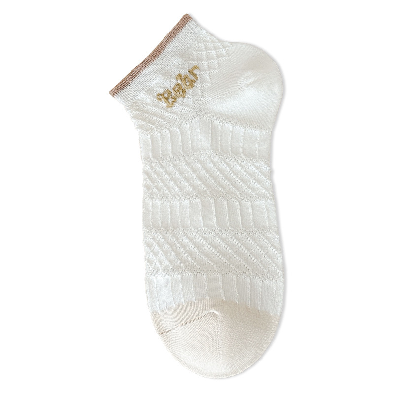 Calcetines de mujer de algodón blanco puro primavera y verano nuevos calcetines de barco damas de malla rizada calcetines frescos al por mayor