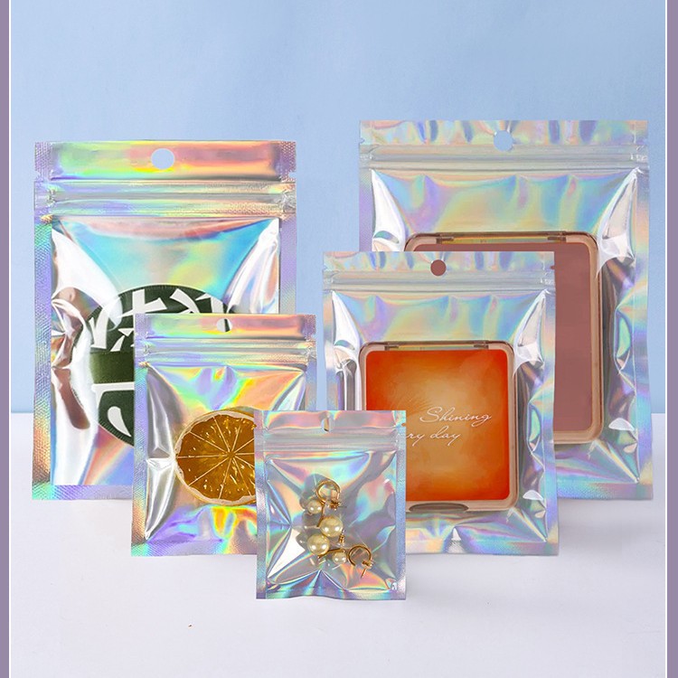 镭射阴阳拉骨袋彩色自封袋吧唧首饰品耳坠环项链手机壳包装密封袋