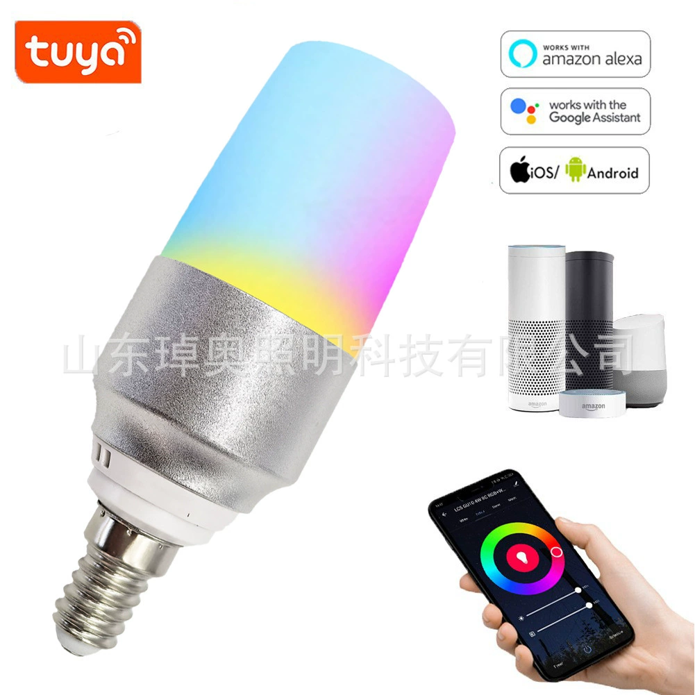 Cross-border direct supply remote control voice control dimming color 5W all-aluminum shell graffiti wifi intelligent cylindrical light