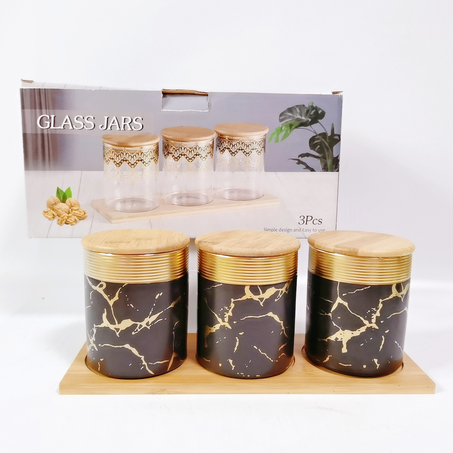 Exportación exportación saudita cerámica sellado tarro cocina multi-grano almacenamiento tarro con madera café té tarro