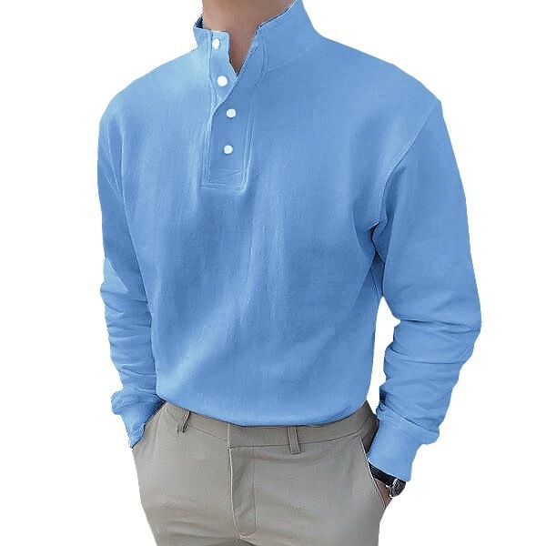Spring/Summer Men's Solid Color Long-Sleeved Shirt With Standard Slit Design, Casual Spring/Autumn Wear_viptrois.com