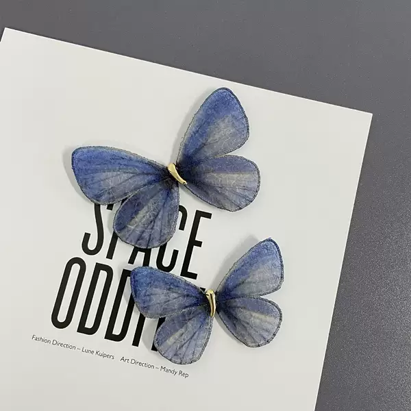 Huaqiao jewelry New embroidery butterfly bangs stickers fresh sweet Post broken hair Velcro girl hairpin accessories