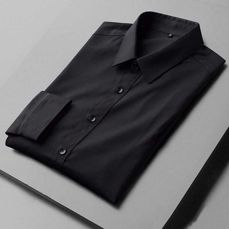 2024 Nuova camicia da uomo professionale a maniche lunghe per affari leggeri, vestibilità slim, senza stiratura, tinta unita, di alta qualità, grande_voghion.com