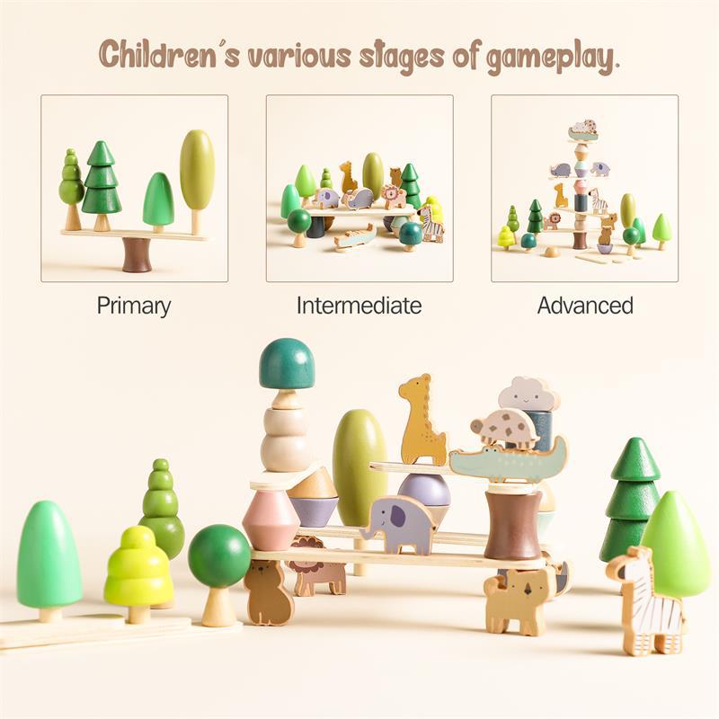 Children's shatterproof cognitive cute Jenga from natural wood