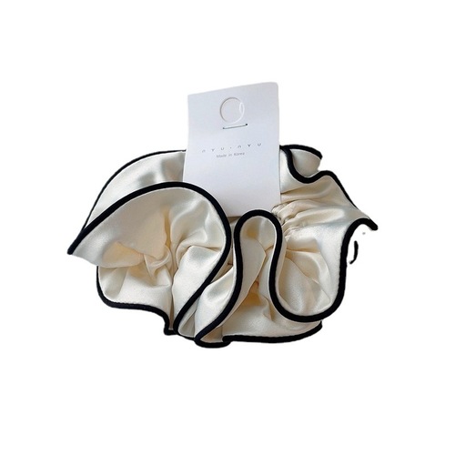 Korean style double-layered French fungus-edged satin-coloured Internet celebrity style rimmed large intestine hair tie with hair rope hair accessory