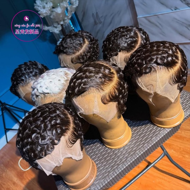 Curly pixie cut frontal wigs human hair  前蕾丝真人假发头套|undefined