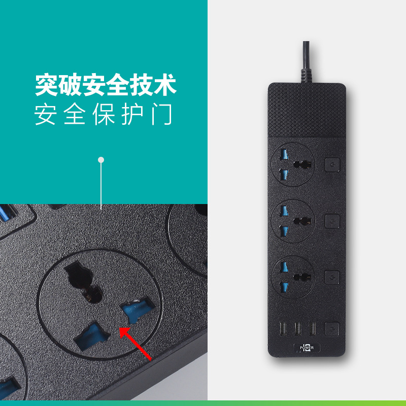Foreign trade British standard European standard American standard globally available usb charging socket panel extension cord wiring board strip mop