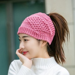 秋冬菱形菠蘿格毛線髮帶媽媽保暖頭套針織鏤空立體發箍帽寬邊頭飾