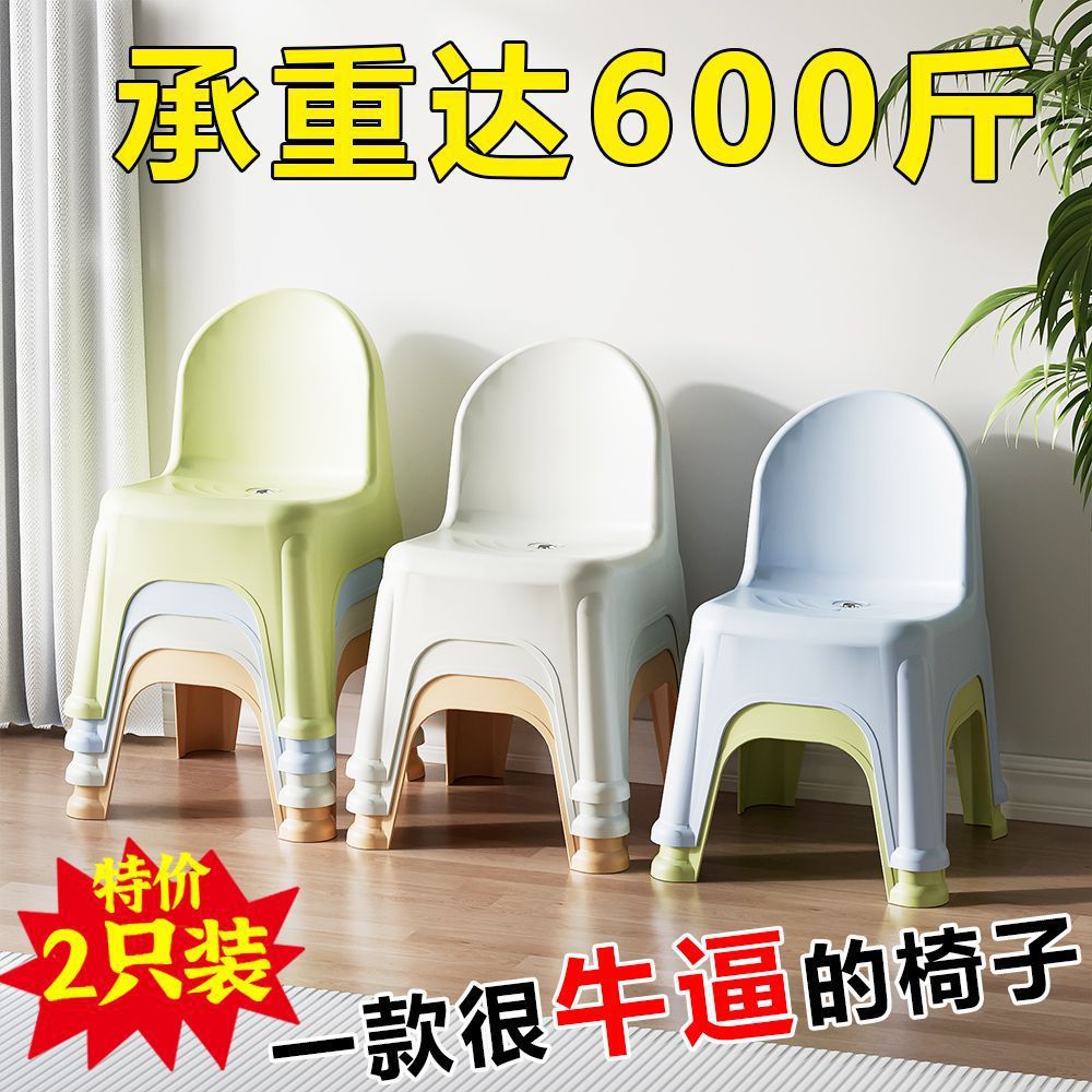 2-Pack Plastic Chairs, Thickened New Model for Children's Kindergarten, with Backrest, Suitable for Home Dining, Amazon