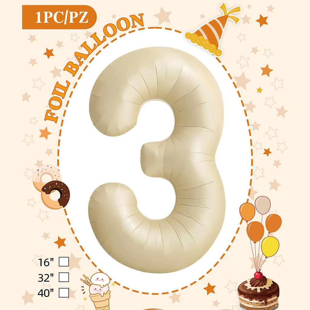 Embalaje de tarjeta de papel independiente digital de cumpleaños impreso en blanco de 32 pulgadas, decoración de fiesta de la versión estadounidense, película de aluminio, decoración de globos de papel de aluminio