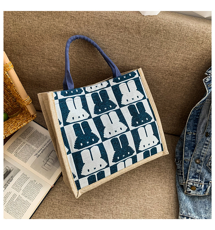 High-end mid-capacity canvas school commuting handbag 2024 new style fashionable and versatile linen single-shoulder tote bag undefined