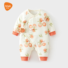 巴比象新生夹棉连体衣婴儿薄棉无骨哈衣秋冬纯棉初生和尚服爬服
