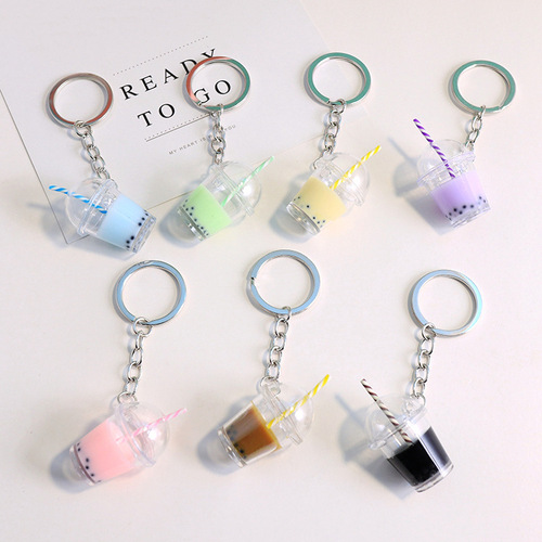 ins exquisite and cute female Korean personalized jewelry milk tea keychain chain internet celebrity bag pendant small schoolbag pendant