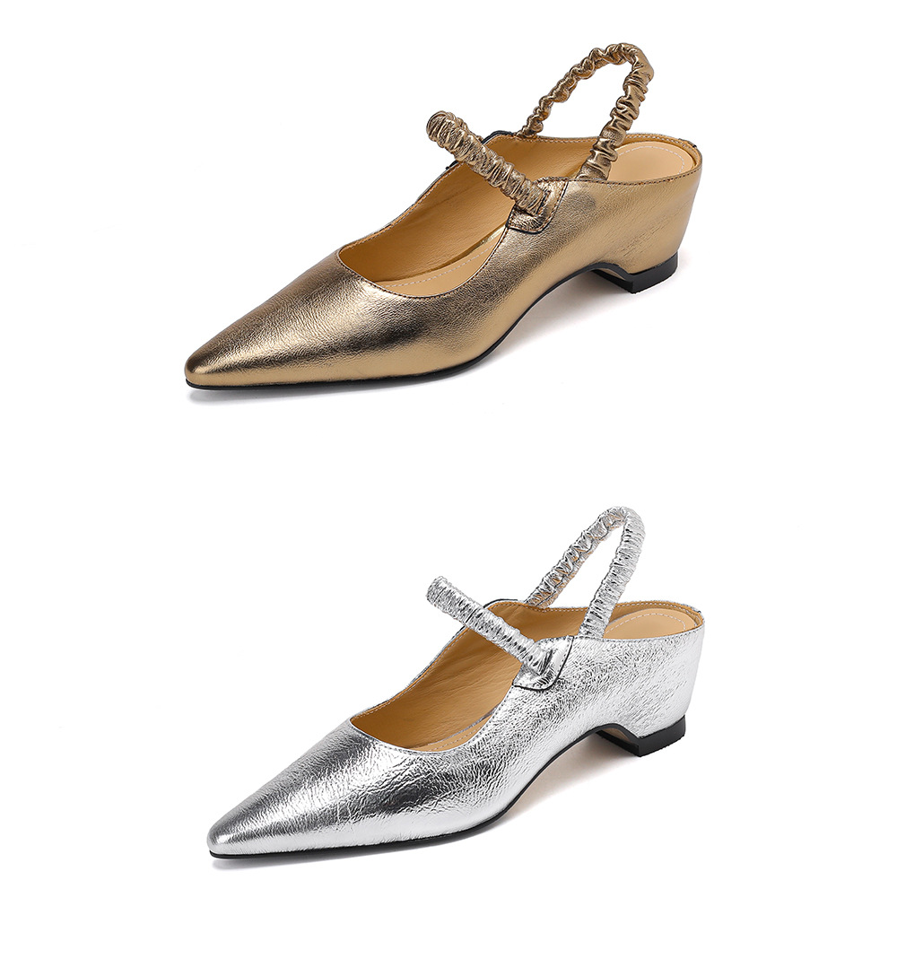 Sandal cao gót nữ mũi nhọn bít mũi da cừu kiểu Pháp, gót cao 9 cm — Màu vàng chi tiết 21