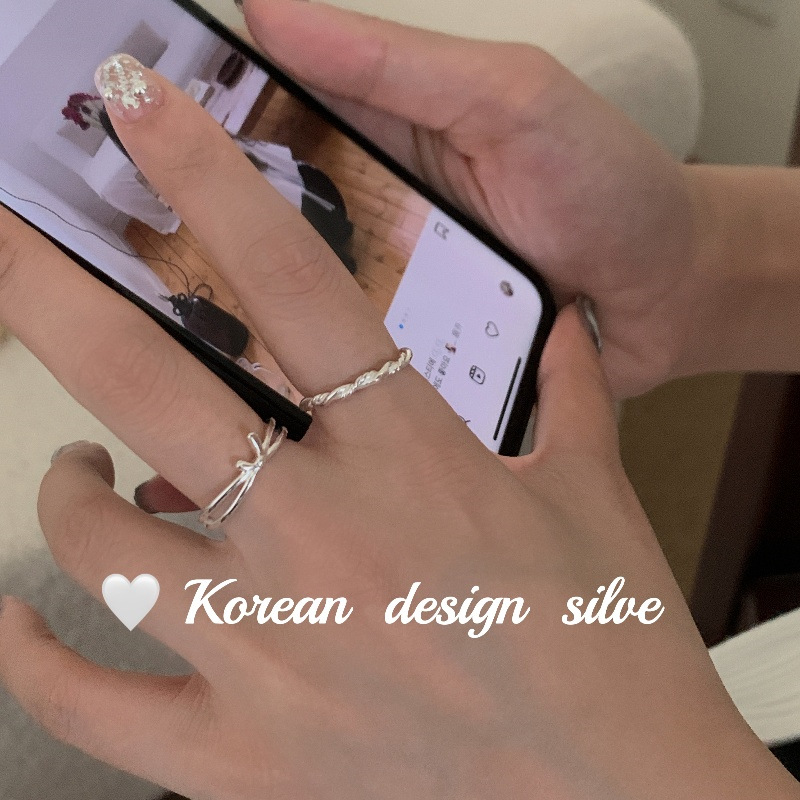 韓國ins風個性設計銀飾品 S925純銀簡約纏繞戒指疊戴開口指環女款