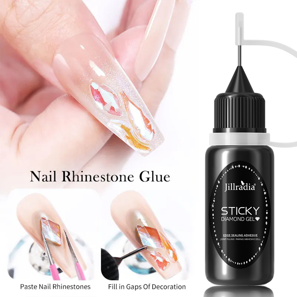 Adhesivo de diamante de sellado de borde sin lavado, pegamento de uñas especial de relleno rojo de goma de diamante de alta potencia