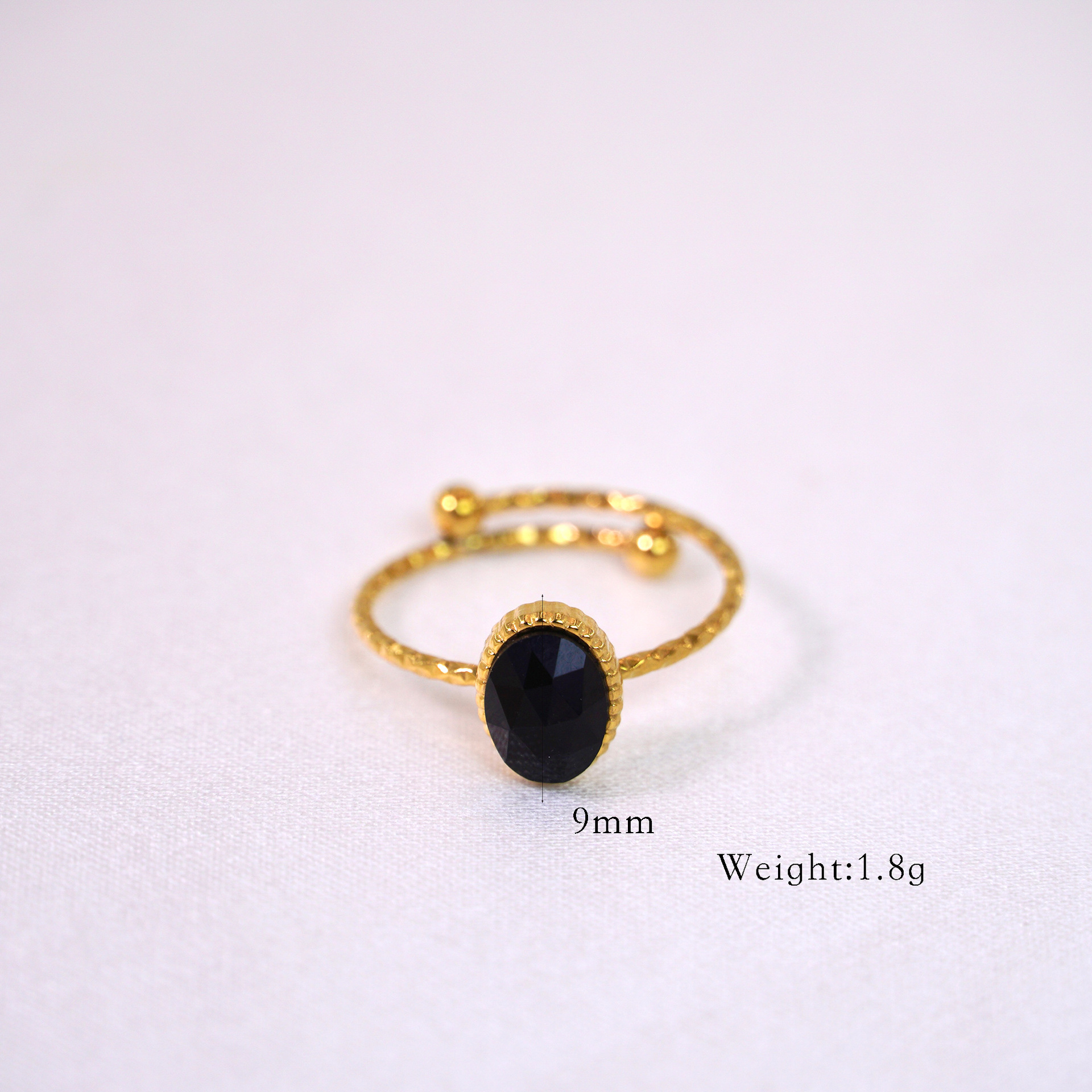 Polishing, Inlay Design Retro French Style Geometric Titanium Steel Natural Stone Open Rings In Bulk