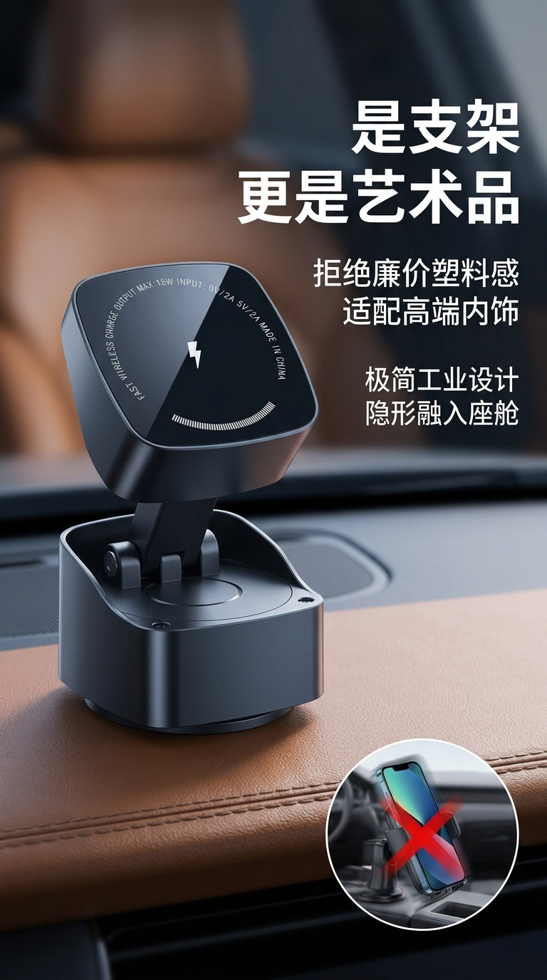 Suction Cup Type Magnetic Car Mount for Vehicle Interior, Magnetic Car Accessories, Magnetic Navigation Support, Car Phone Holder