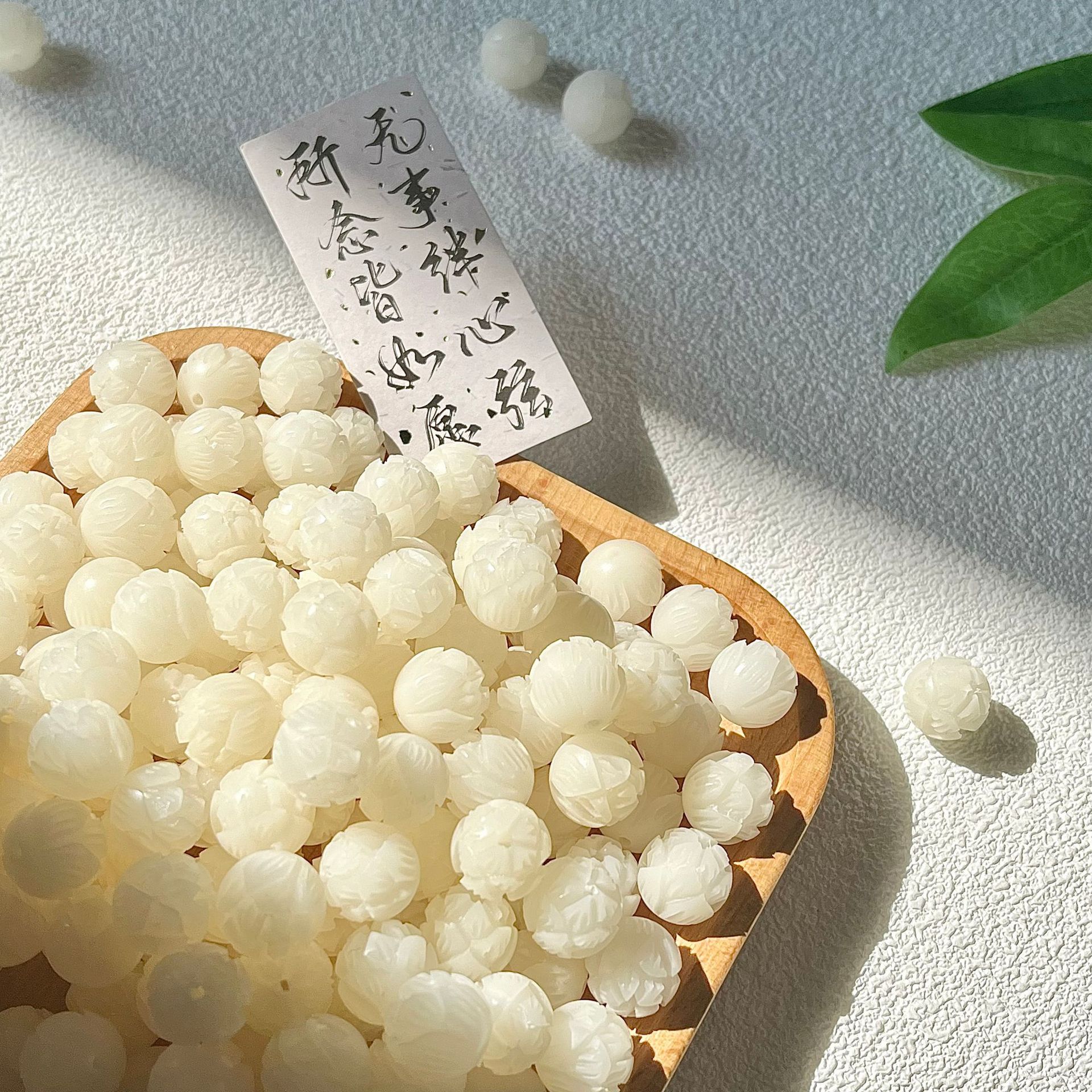 天然白菩提雕刻莲花散珠配件DIY佛珠念珠包包挂件钥匙扣配饰批发