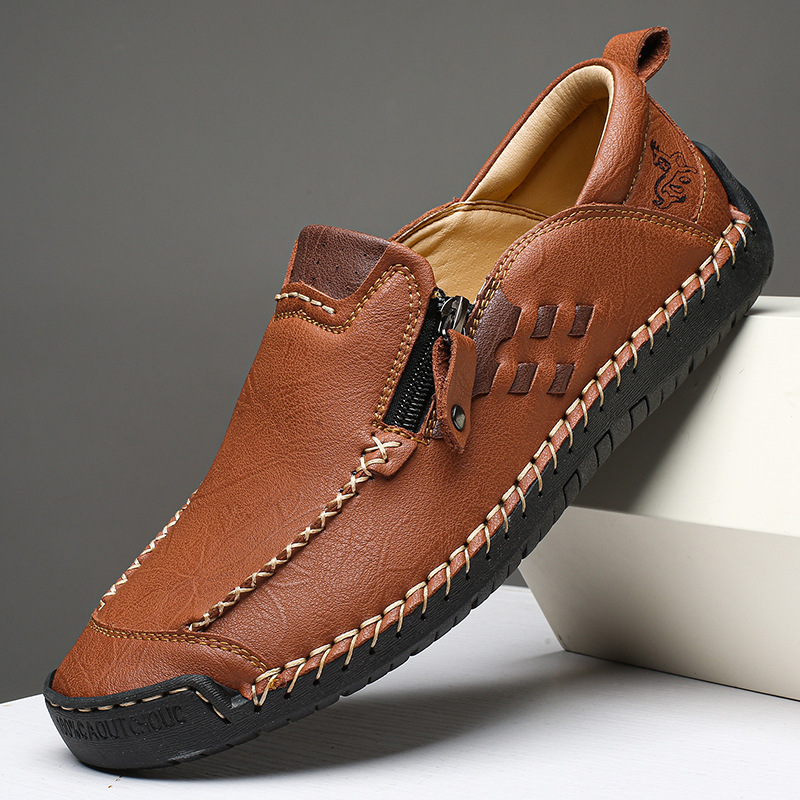 Herren Business Freizeitschuhe Aus Leder Handgenähte Slipper_voghion.com