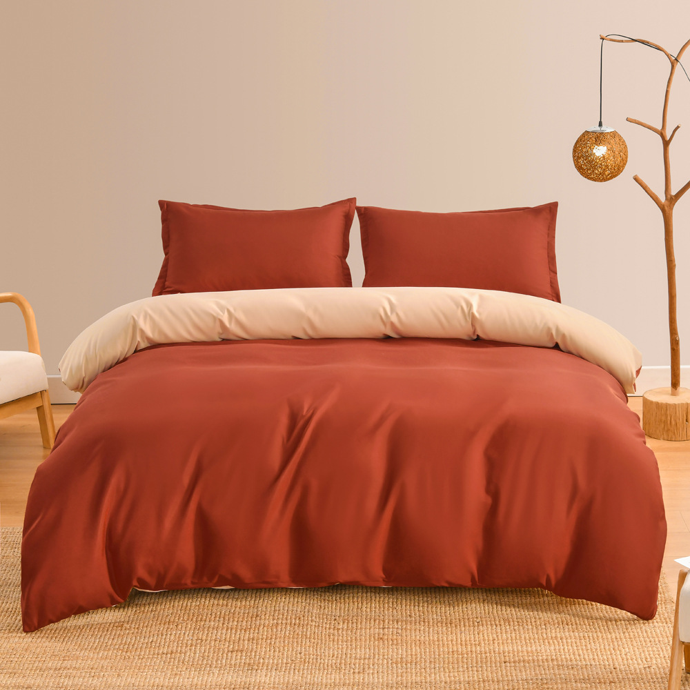 Minimalist style matte solid color double bed sheets, duvet covers, pillowcases, four piece set_voghion.com