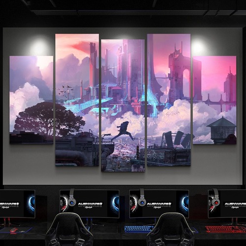 Cyberpunk wall art, internet cafe bar background wall decoration, bedroom wall painting, esports hotel room decoration painting