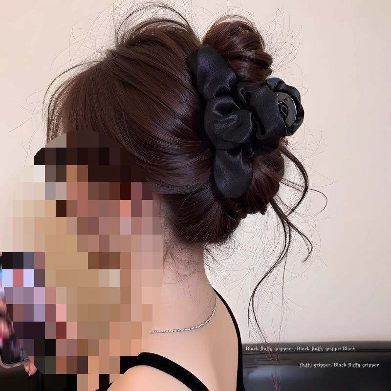 Clip de abrazadera de arco de satén negro detrás de la cabeza grande tiburón clips princesa clip de cabello red tarjeta de cabello rojo adornamiento para el cabello explosivo