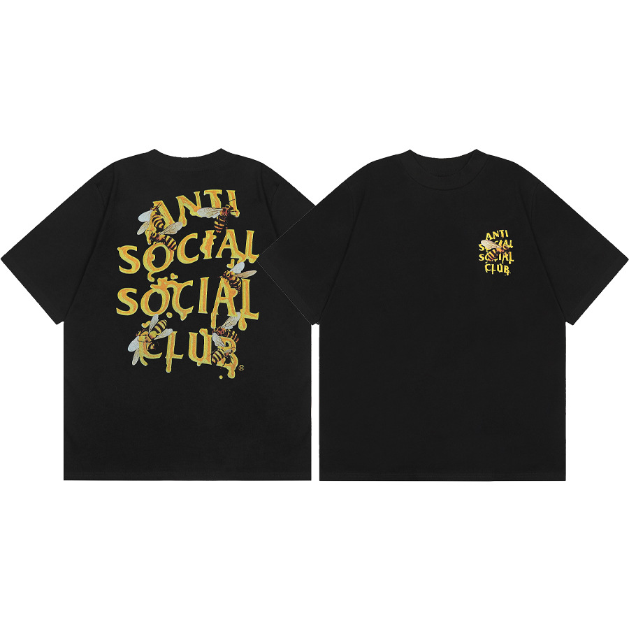 Versión correcta ASSC Club de dibujos animados relámpago impresión conjunta cuello redondo de los hombres Jersey pareja manga corta Camiseta moda