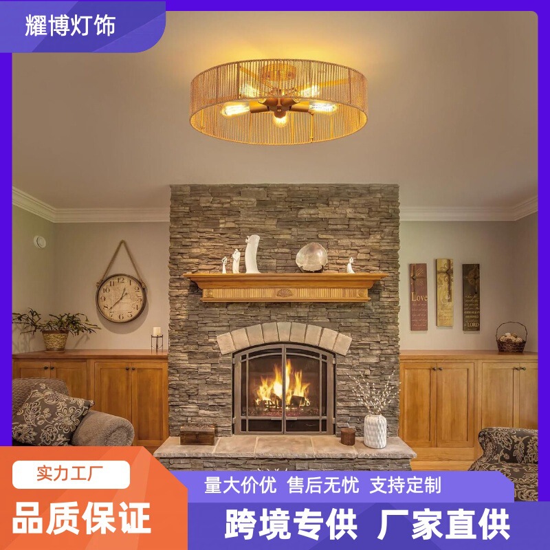 Cross-Border Exclusive Supply of Natural Rattan Ceiling Lamps for Porches, Corridors, Bedrooms and Living Rooms, Bohemian Chandeliers