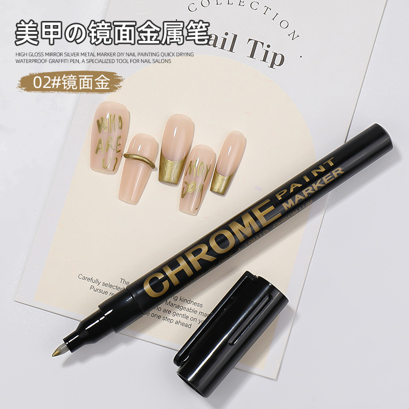Espejo de alto brillo plateado metal marcado pinza DIY nail pintado rápido secado impermeable pinza graffiti tienda de uñas especial al por mayor