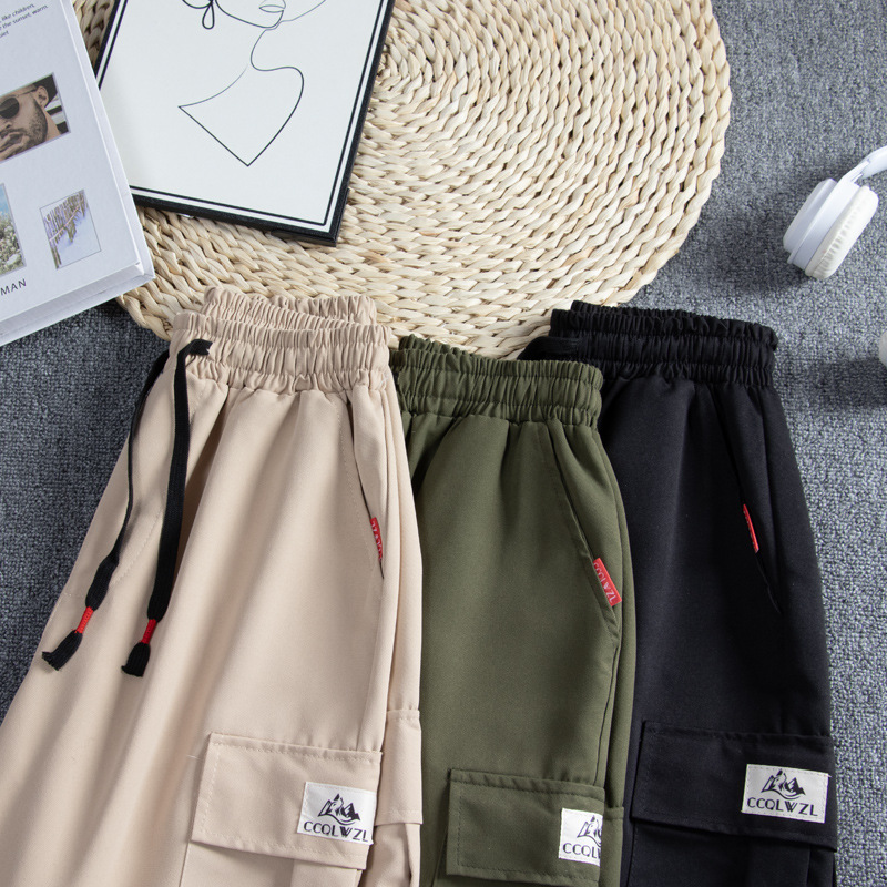 Pantalones cortos de herramienta de verano sueltos de tirada casuales 2025 nuevos pantalones rectos para hombres jóvenes deportivos cómodos