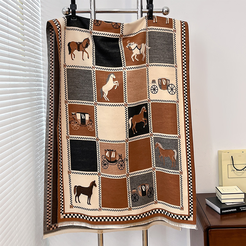 Apparel Accessories New Retro Pony Fashion Cashmere Scarf Women's Dual-use Double-sided Thickened Warm Neck Temperament Air Conditioning Shawl_voghion.com