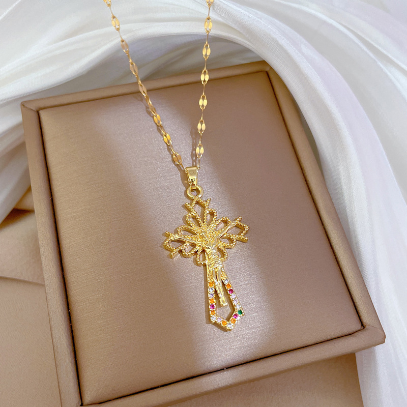 Collana a catena con micro diamanti per donna stile elegante_voghion.com