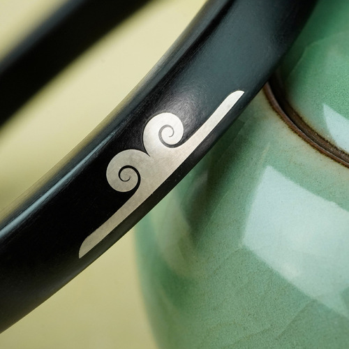 Black sandalwood inlaid with silver Ruyi gold hoop curse square bracelet purple sandalwood national style couple style supreme treasure wood bracelet hand jewelry