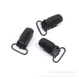 厂家直销20mm电泳黑圆胶背带夹服饰扣方形夹鸭嘴扣配件批发