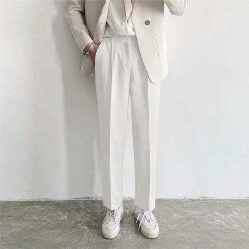 Korean-style straight-leg long pants for thin spring and summer, youth drop waist wide-leg pants for trendy men's casual Western pants