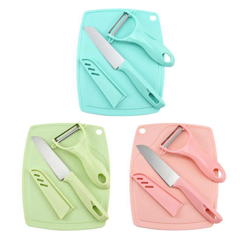 Cuchillo de fruta de tres piezas de cocina de acero inoxidable pelador de frutas dormitorio hogar cuchillo pelador de fruta